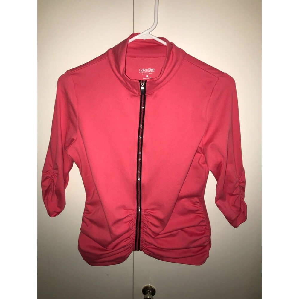 Calvin Klein Performance Women's Size M Pink Fleece Full Zip Jacket Logo